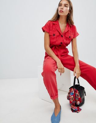New Look Utility Button Through Jumpsuit