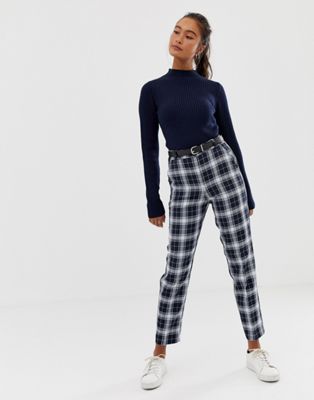 DESIGN ultimate slim cigarette pants in navy check