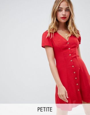 New Look Petite Button Through Tea Dress