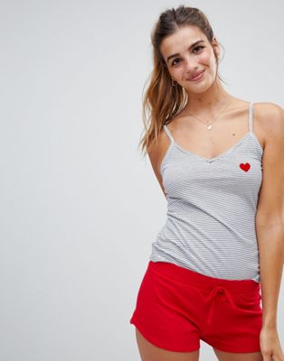 New Look Heart Stripe Pajama Short Set