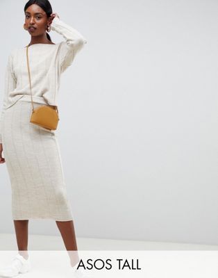 DESIGN tall two-piece midi skirt in wide rib