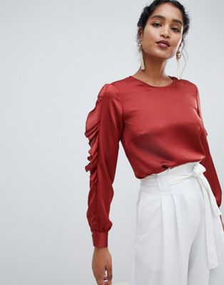 Closet London long sleeve blouse with frill detail