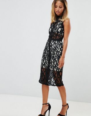 Girl In Mind lace high neck bodycon dress