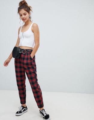 Bershka plaid check pants