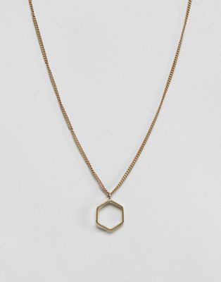 Made cut out hexagon pendant necklace