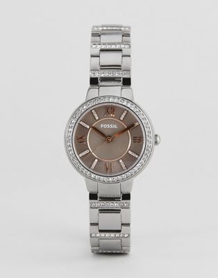 Fossil ladies stainless steel watch with pink dial