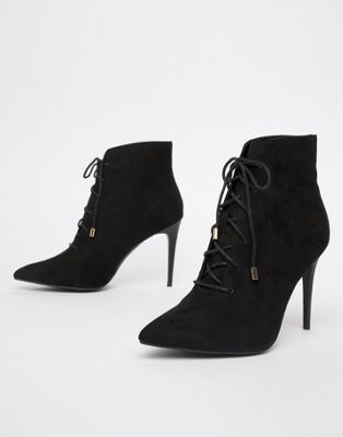 New Look Suedette Lace Up Heeled Boot