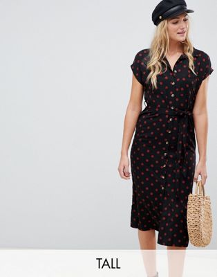 New Look Tall stripe shirt dress in black pattern