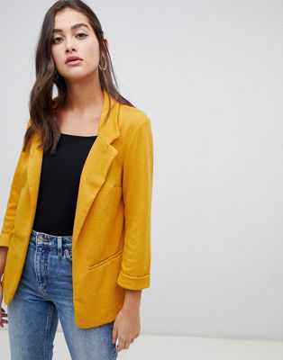 New Look textured blazer in yellow