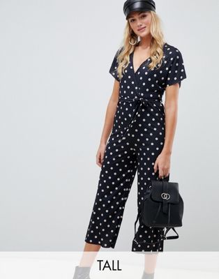 New Look Tall wrap jumpsuit in spot