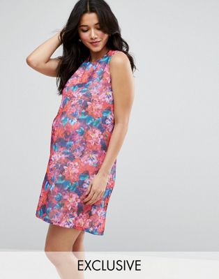 Maternity Shift Dress In Textured Floral Print