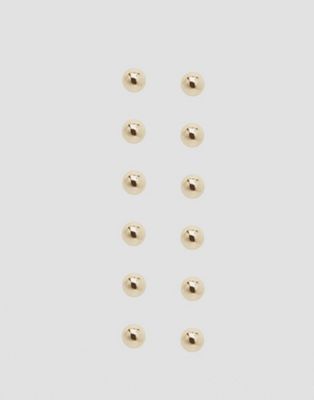 DESIGN pack of 6 tiny stud multipack earrings