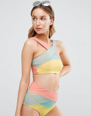 DESIGN Bright Mesh Wrap Panel Crop Bikini Top