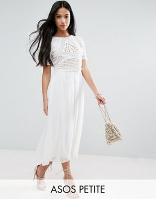 PETITE Heavy Applique Crop Top Midi Dress