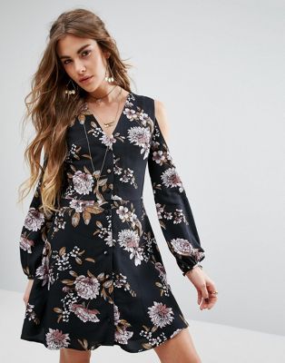 Honey Punch V Neck Cold Shoulder Dress