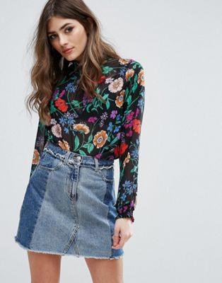 New Look Floral High Neck Blouse