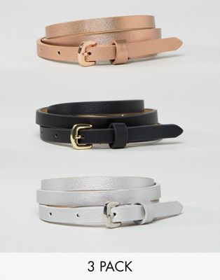 3 Pack Metallic Waist And Hip Belts