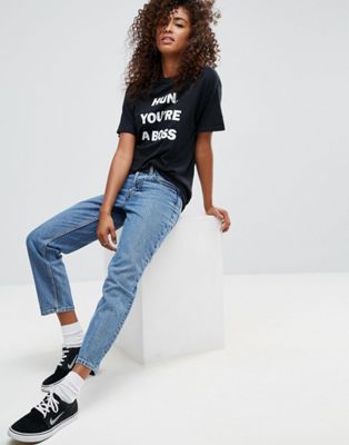 DESIGN Recycled Florence authentic straight leg jeans in mindy vintage blue wash