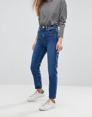 DESIGN Farleigh high waist slim mom jeans in dark wash