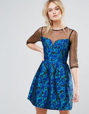 Little Mistress Jacquard Fit And Flare Mini Dress