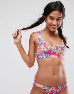 DESIGN Mix and Match 'The Crop' Bikini Top in Carnival Floral Print