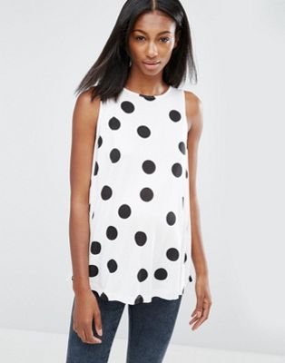 Maternity TALL Sleeveless Swing Top In Polka Dot