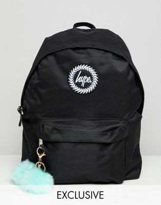 Hype Exclusive Backpack in Black With Teal Pom