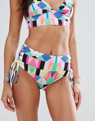 Bershka Bright Geo Print Bikini Bottom