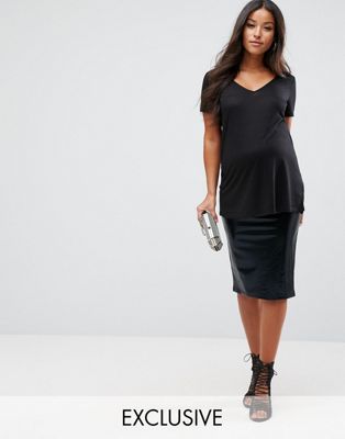 Maternity Over The Bump High Shine Skirt
