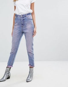 Cheap Monday High Rise Mom Jean in Pink Wash