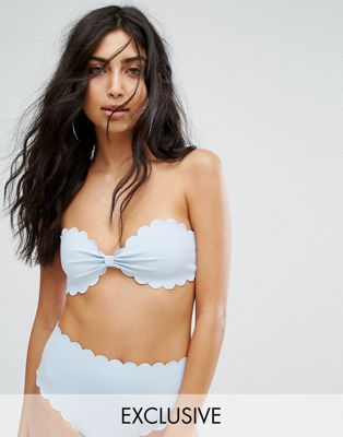 Missguided Bow Front Scallop Edge Bikini Top