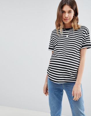 Maternity stripe t-shirt with roll sleeve