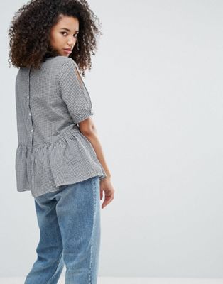 Y.A.S Checky Button Back Top