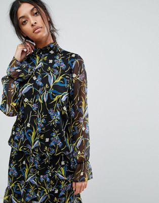 Gestuz Printed Sheer Blouse