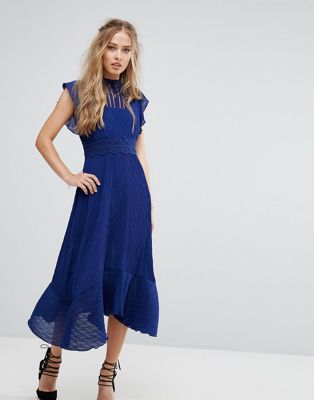 Foxiedox Midi Dress with Crochet waist
