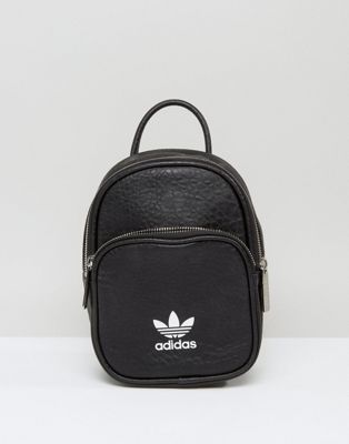 adidas Originals Leather Look Mini Backpack In Black