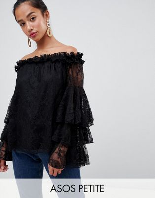PETITE Off Shoulder Top in Lace