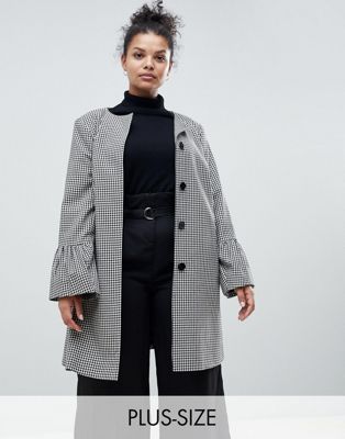 Helene Berman Plus Trumpet Sleeve Collarless Coat