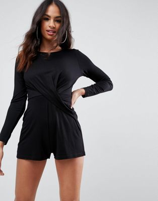 Jersey Romper with Knot Front Detail