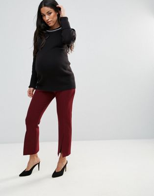 MATERNITY Tailored Vent Front Kick Flare PANTS