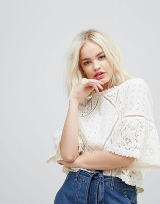 Hazel Lace 3/4 Wide Sleeve Shell Top