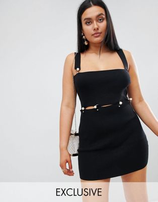 Missguided Pearl Detail Mini Dress