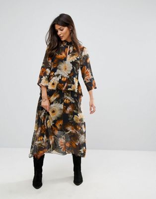 Gestuz Long Flower Print Dress