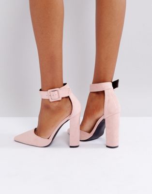 Glamorous Dusty Pink Block Heeled Shoes
