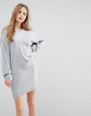 Knitted Sweater Dress with Volume Sleeves