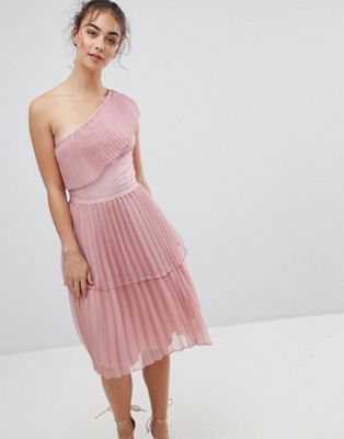 Glamorous One Shoulder Pleated Dress