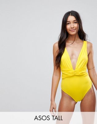 DESIGN Tall Plunge Ruched Front Swimsuit