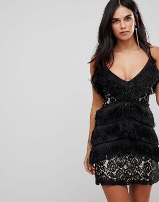 Club L Cami Tassel Lace Mini Dress