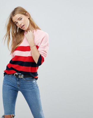 b.Young Stripe 3/4 Sleeve Sweater