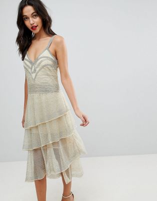 EDITION All Over Beaded Flapper Midi Dress